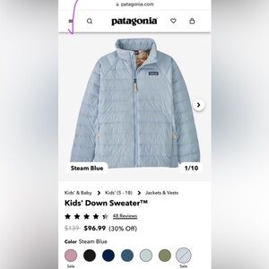 Girls (women’s size small) Patagonia puffer jacket
